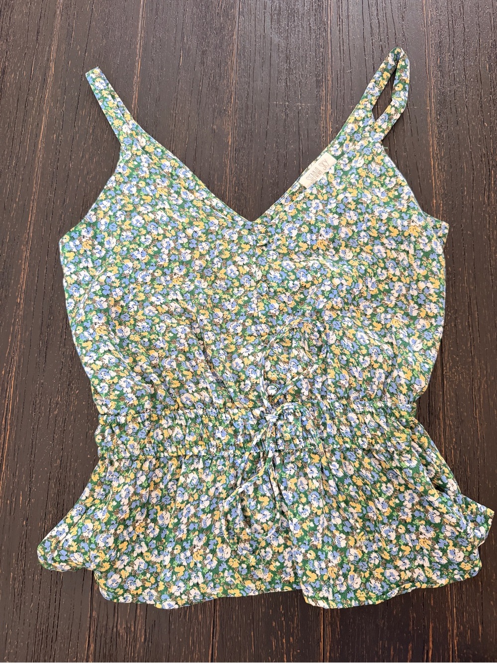 Floral Smocked Waist Cami Top - Green Multi (Unworn)